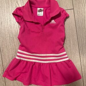 adidas Girls' Hot Pink Polo Dress with Striped Waist